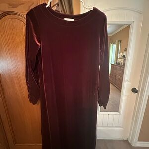 Susan Graver Burgundy velvet  3/4  Sleeve Dress
